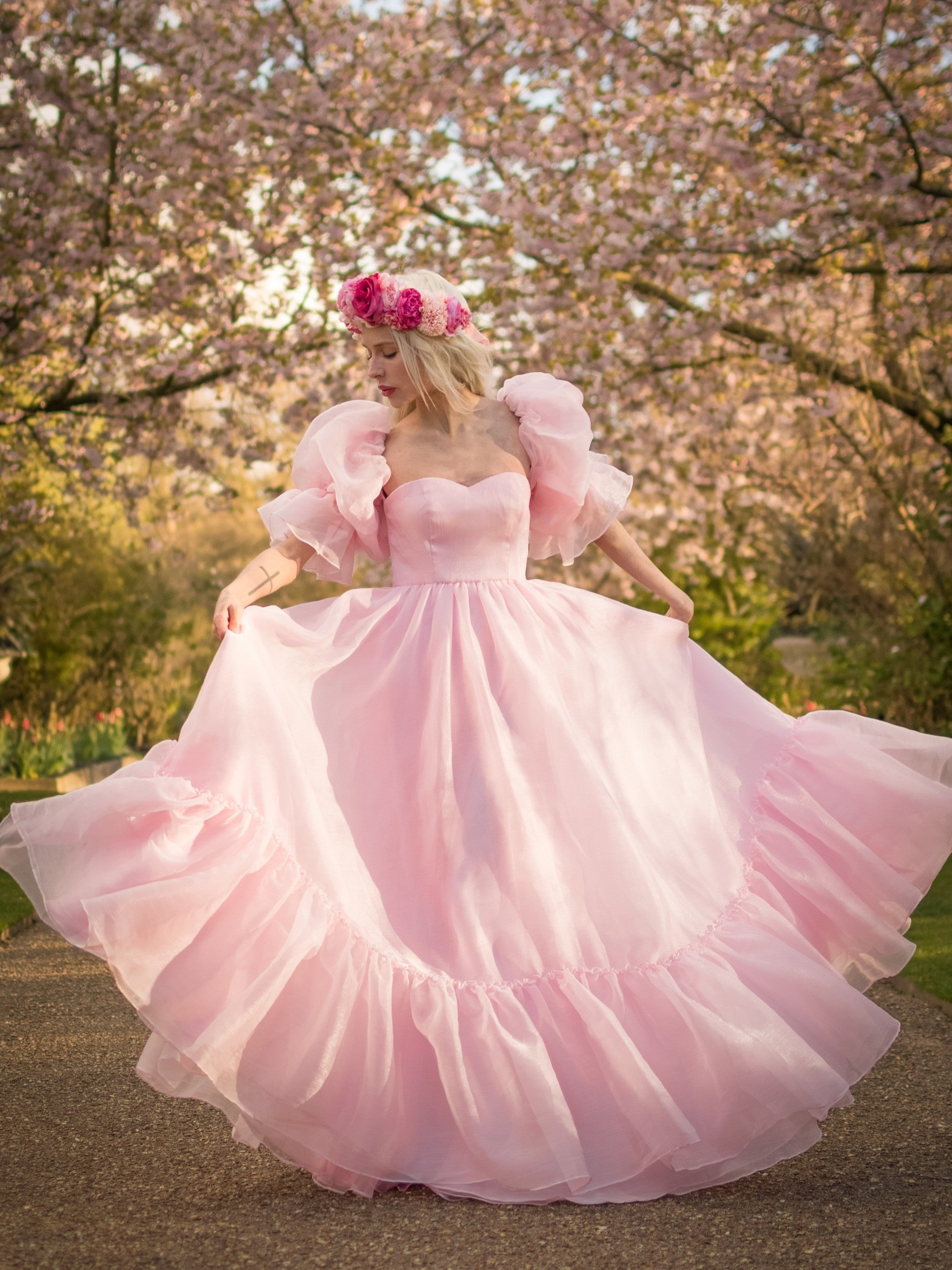 belle pink dress